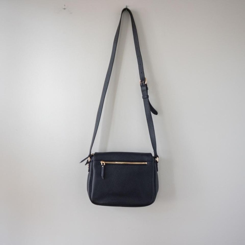 New Quince Italian Leather Foldover Crossbody Bag Black Purse - Picture 3 of 7